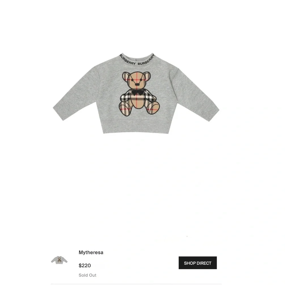 Burberry Baby Thomas Bear cotton sweater with button closure at back   12months - Picture 4 of 15